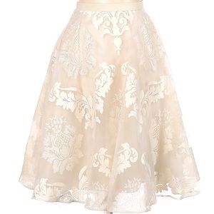 Anthropologie Yoana Baraschi cream brocade circle skirt
